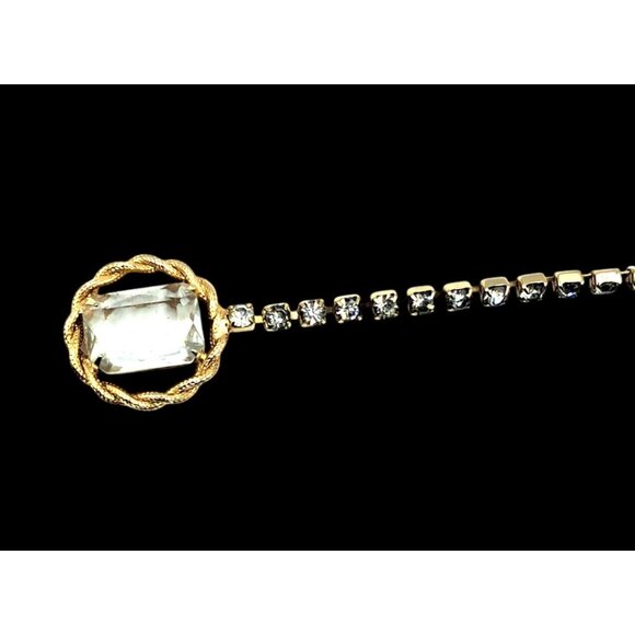 Vintage Rhinestone Belt Clear Stones Gold Tone Mesh Adjustable Dangling Charm Co main image 14